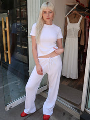 Terry Girona Drawstring Pant in White