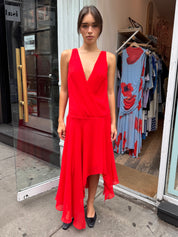Rhone Wrap Asym Dress in Chilli
