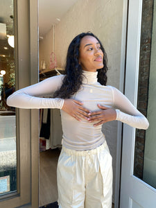 Zuna Mesh Turtleneck in Nude
