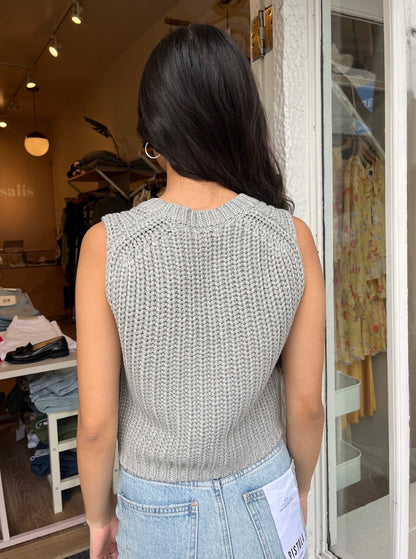 Cora Knit Crop Top in Light Grey