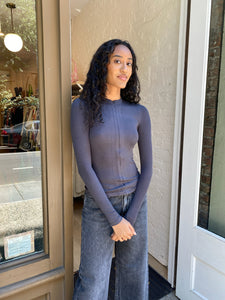 Keaton Fitted Half Zip in Smoke