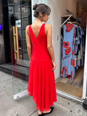 Rhone Wrap Asym Dress in Chilli