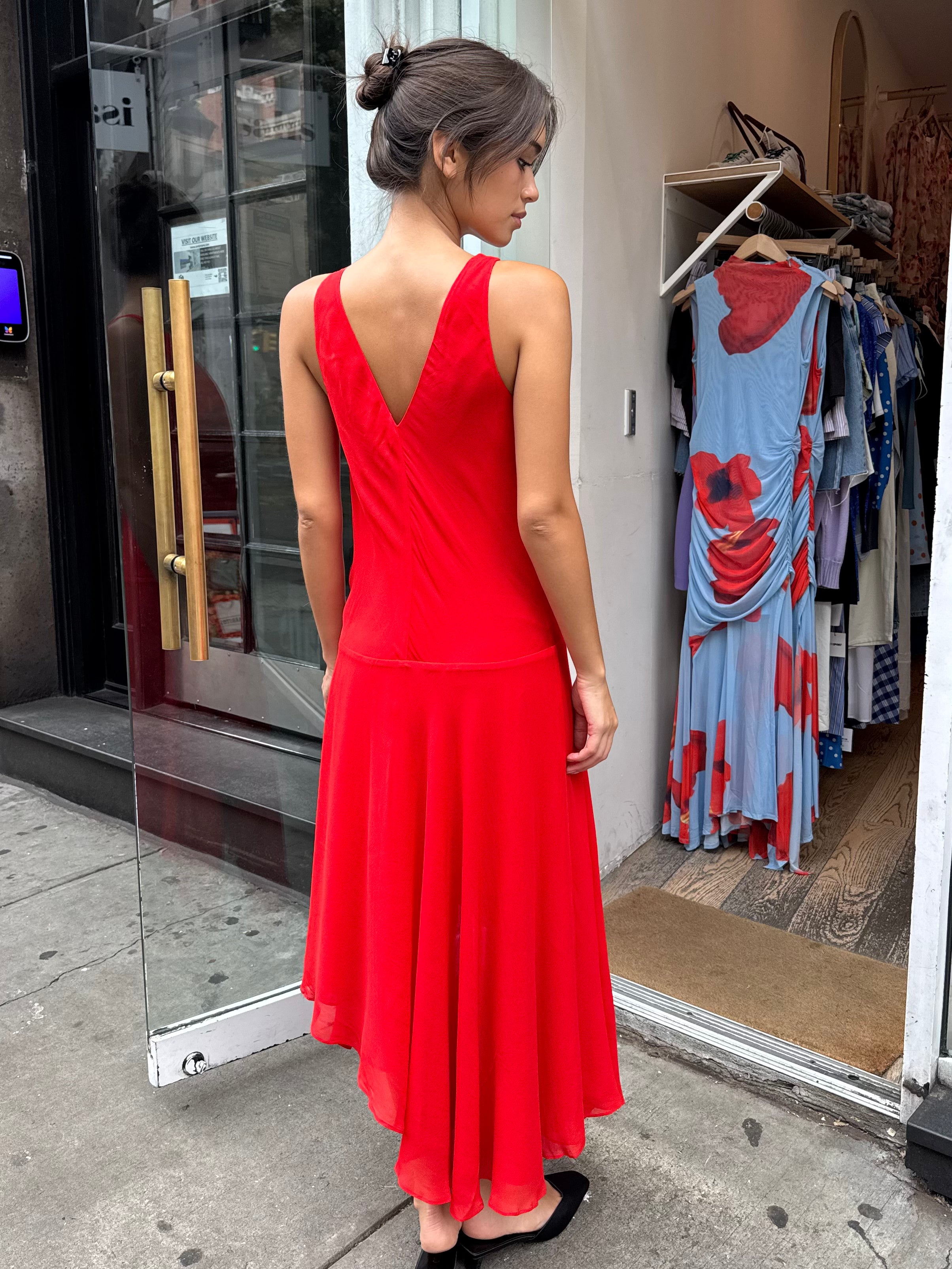 Rhone Wrap Asym Dress in Chilli