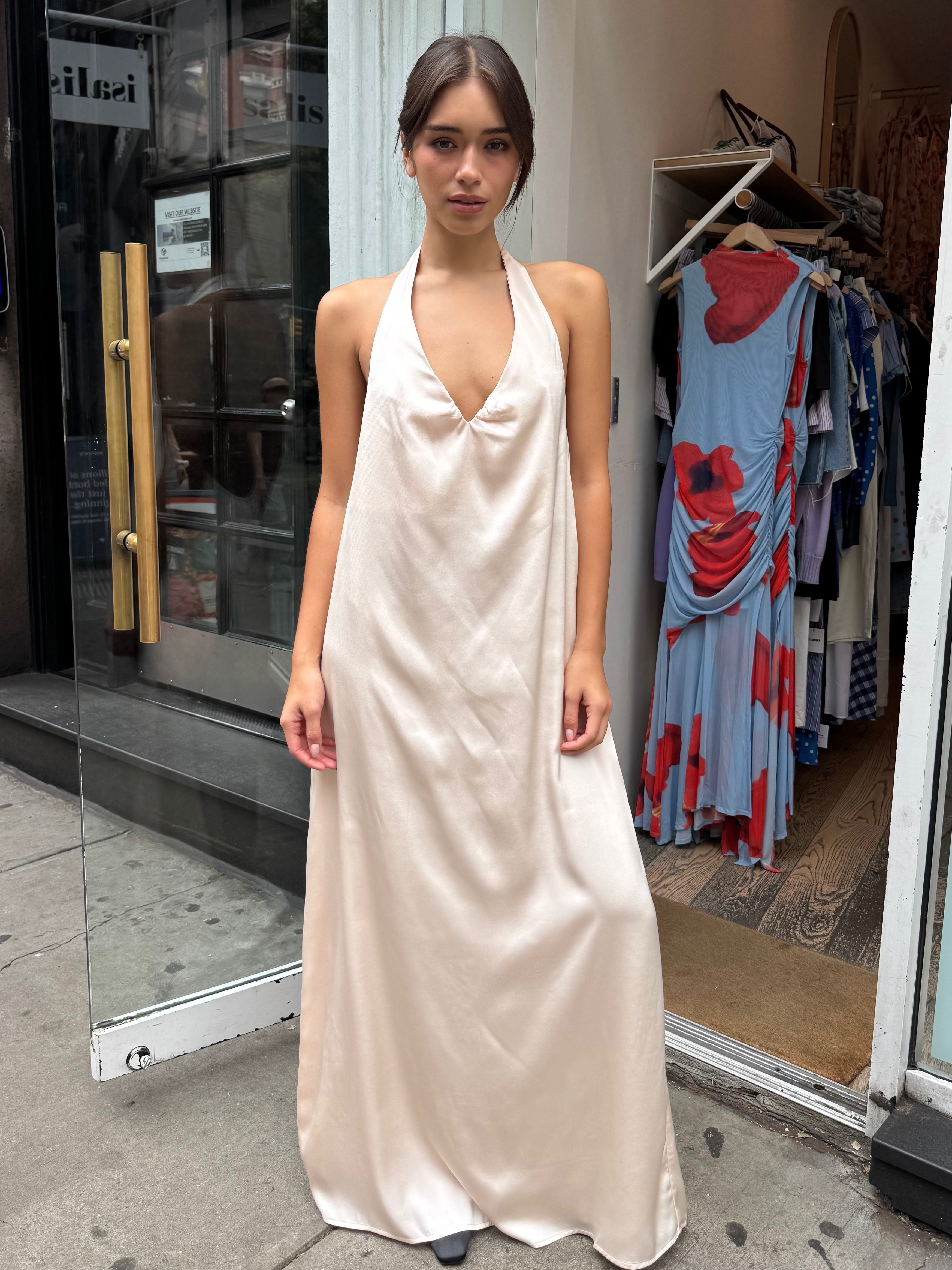 Vivienne Halter Maxi Dress in Ivory