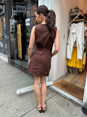 Emma Button Down Mini in Chocolate