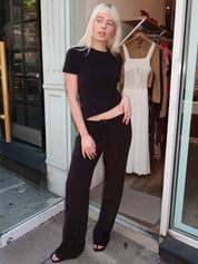 Terry Girona Drawstring Pant in Black