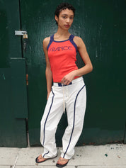 White and Navy Made Some Nylon Pants