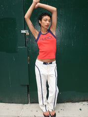 White and Navy Made Some Nylon Pants