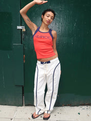 White and Navy Made Some Nylon Pants