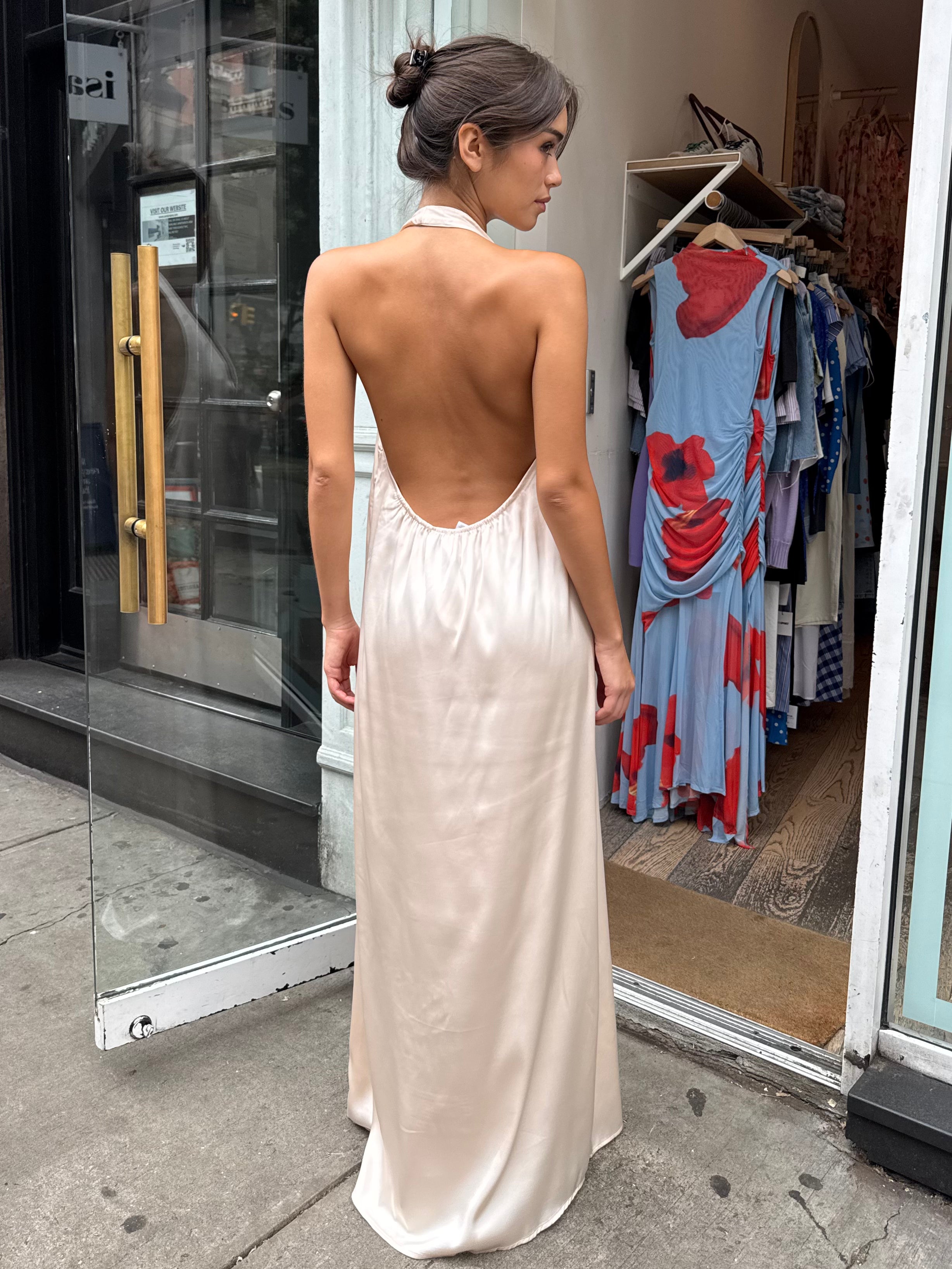 Vivienne Halter Maxi Dress in Ivory