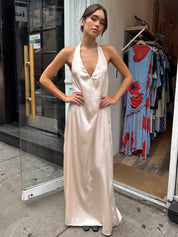 Vivienne Halter Maxi Dress in Ivory
