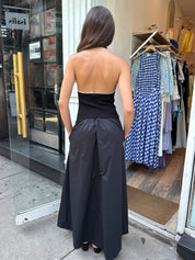 Halter Gathered Dress in Black