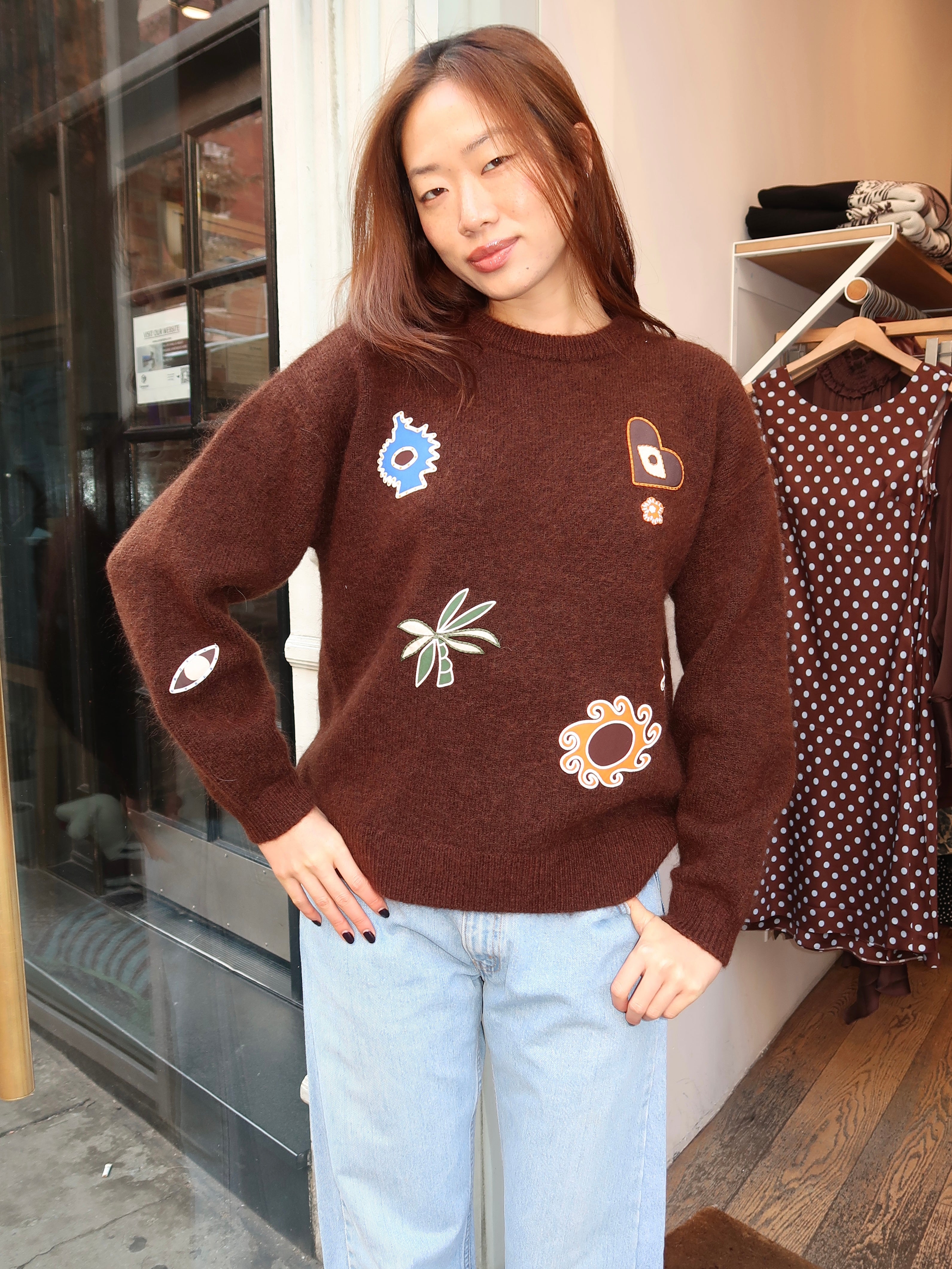 Maroc Embroidered Knit in Chocolate