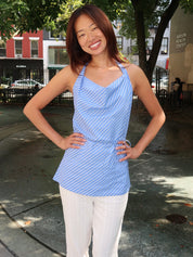 Izaro Top in Joao Stripe Azulejo Blue