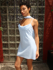 Ameer Scarf Mini Dress in Baby Blue
