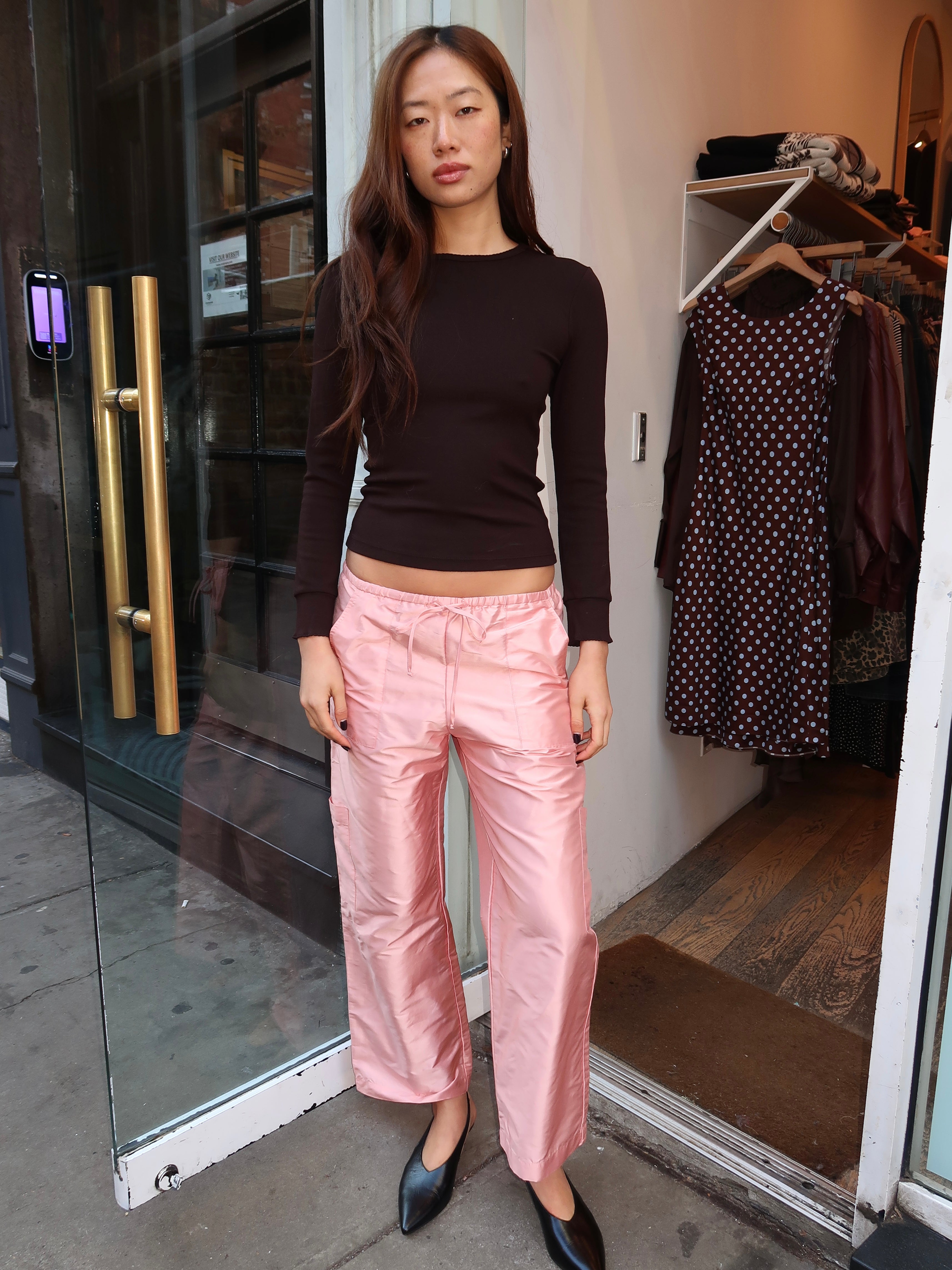 Taffeta Drawstring Cargo Pant in Blossom