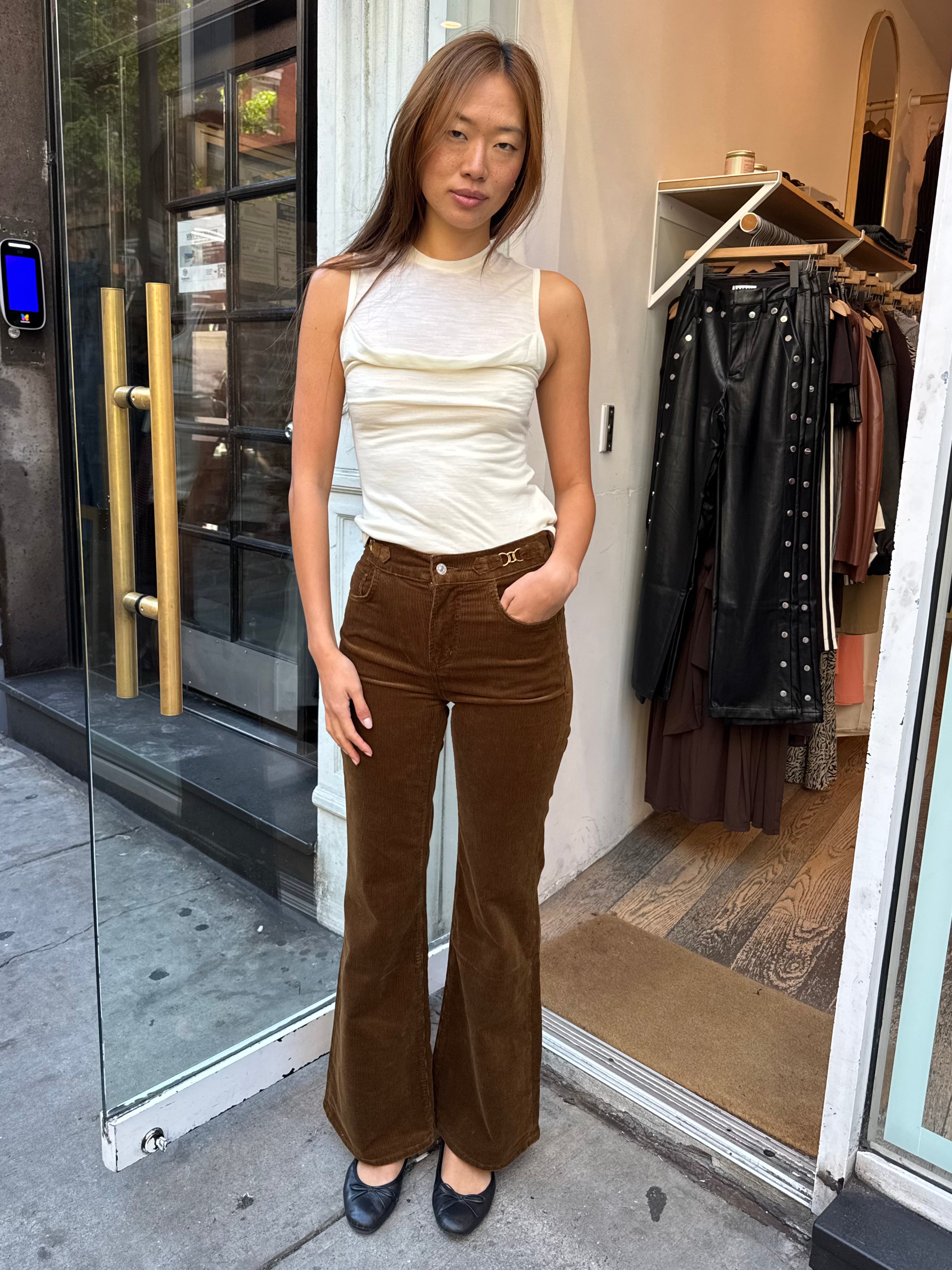 Kimberly Flare With Horsebit in Corduroy Manuka