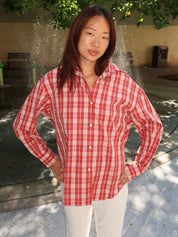 En Vau Oversized Shirt in Ines Check Terra Rosso