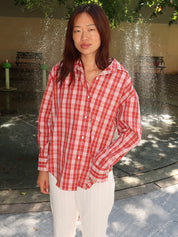 En Vau Oversized Shirt in Ines Check Terra Rosso