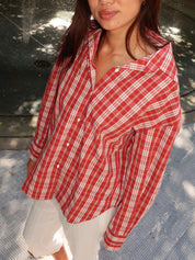 En Vau Oversized Shirt in Ines Check Terra Rosso