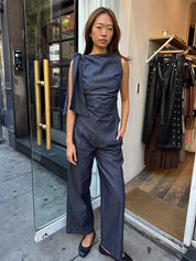 Erin Pleated Pants in Blue