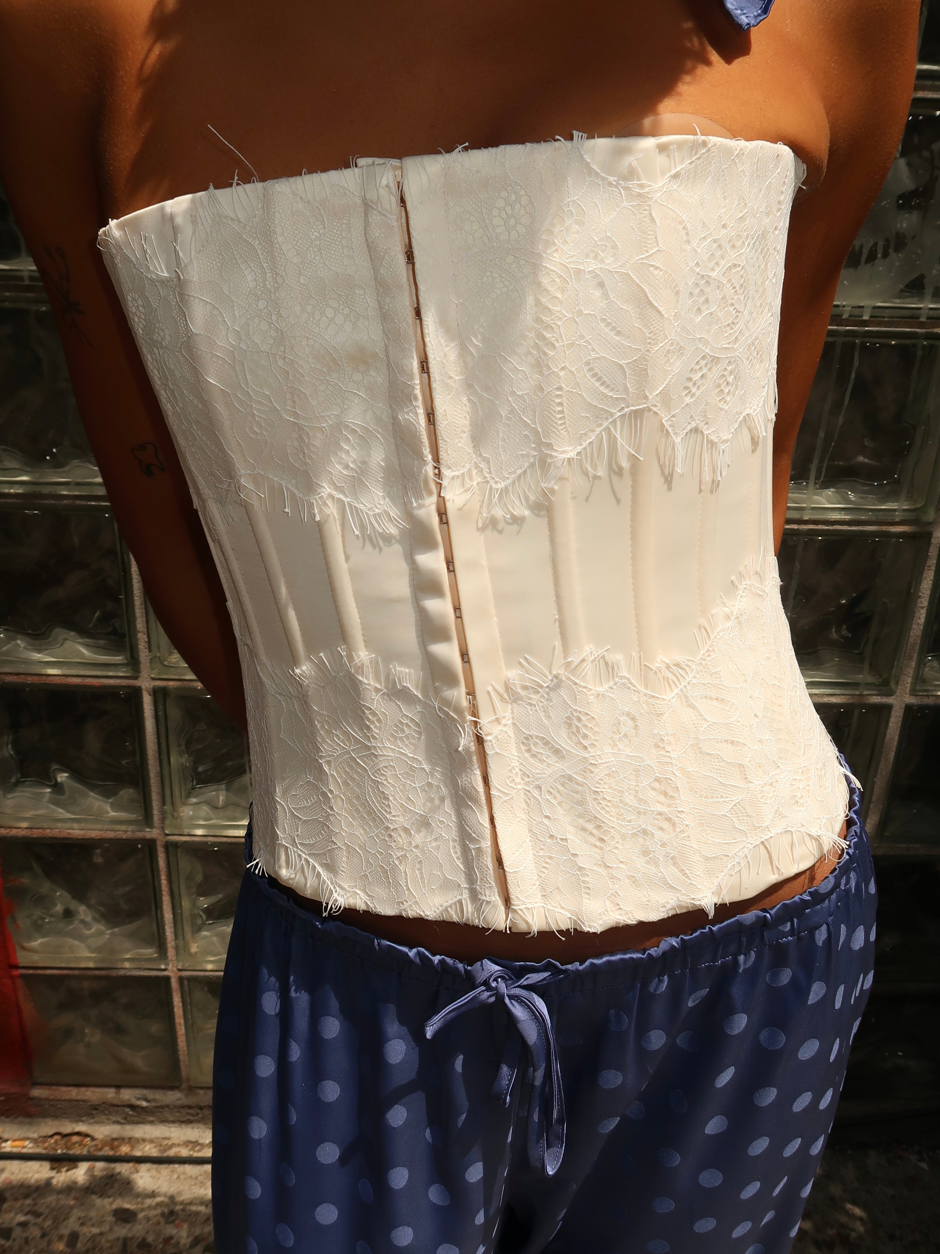 Eliane Satin Corset in Ivory