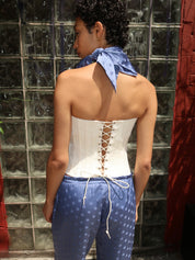 Eliane Satin Corset in Ivory