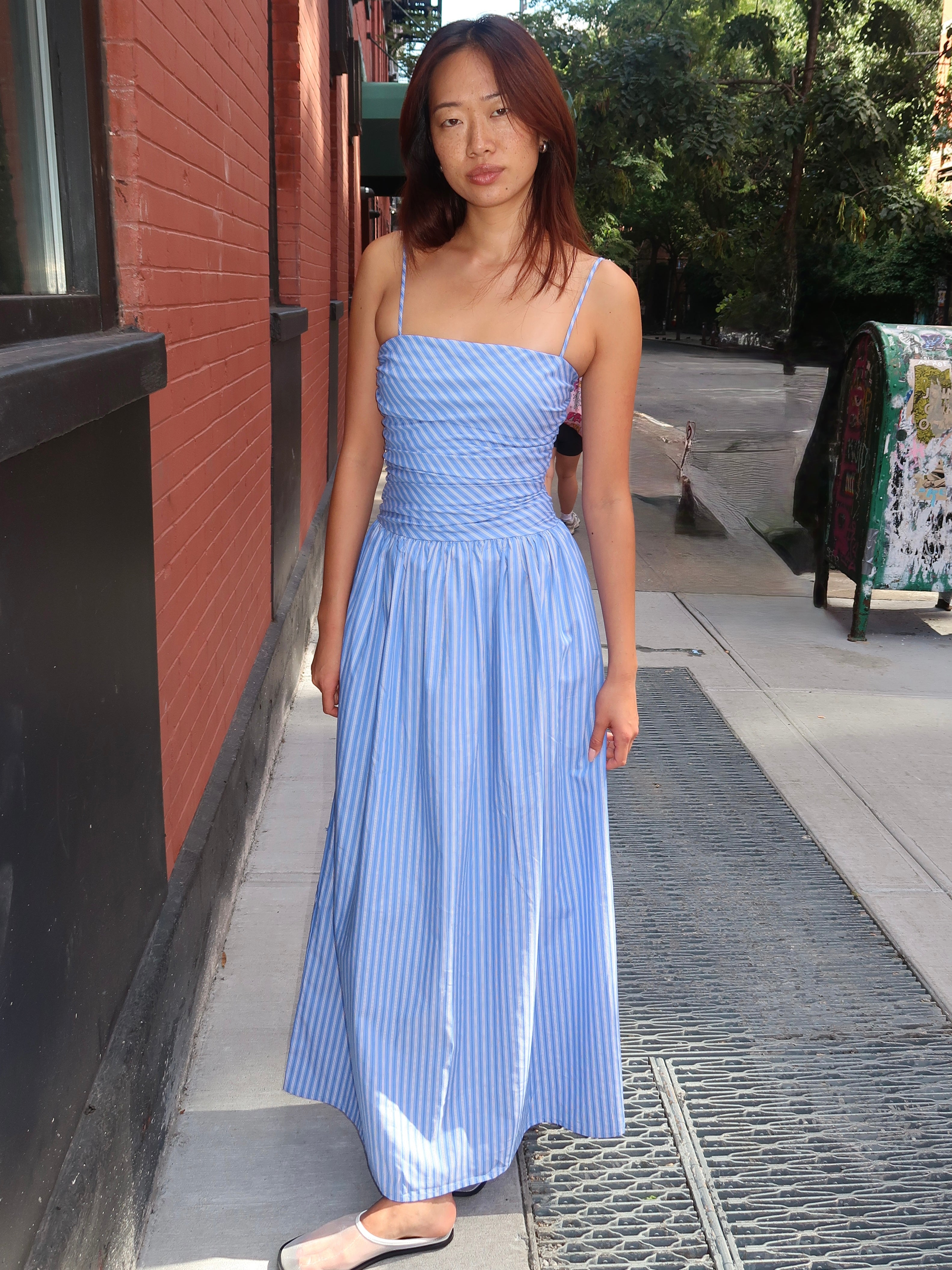 Portlligat Maxi Dess in Joao Stripe Azulejo Blue