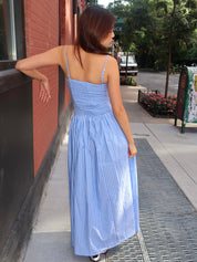 Portlligat Maxi Dess in Joao Stripe Azulejo Blue