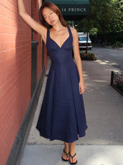 Adalee Midi Dress in Navy
