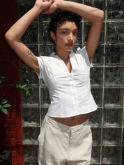 Cory V Neck Blouse in White