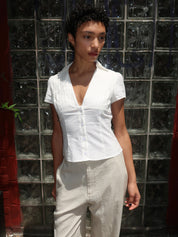 Cory V Neck Blouse in White