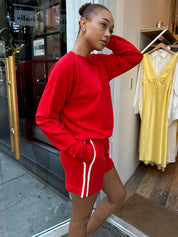 Stripe Eco Terry Short in Tomato