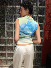 Amani Mesh Top in Green Blue
