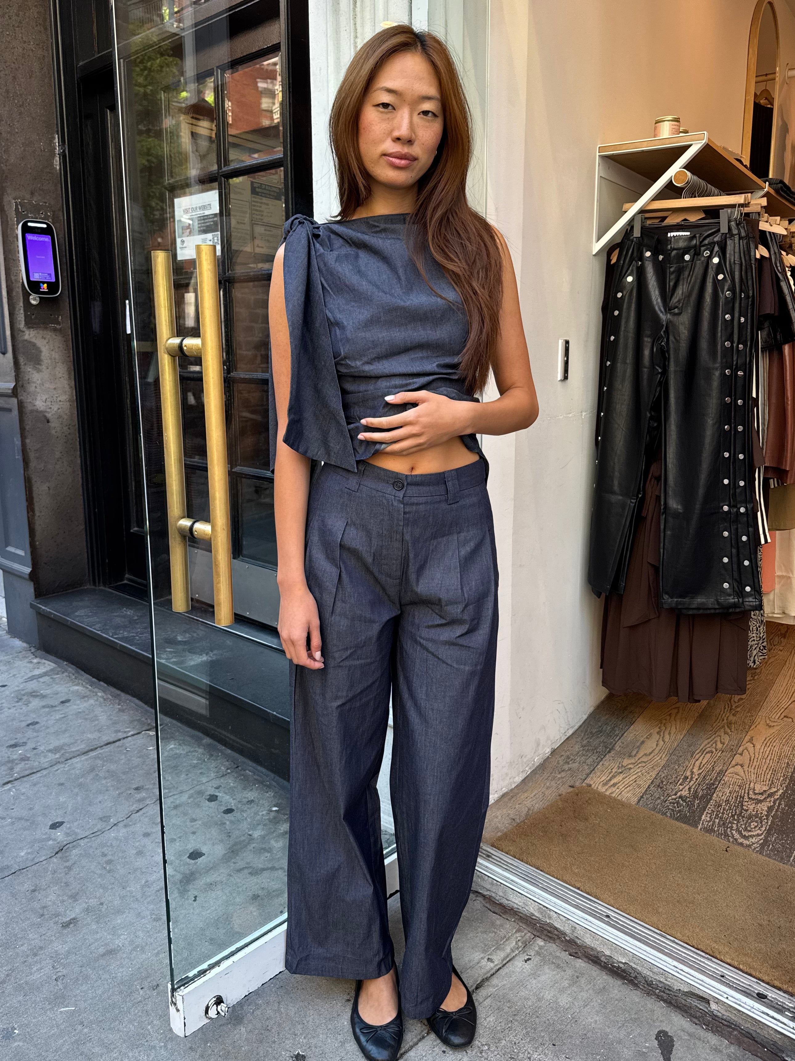 Erin Pleated Pants in Blue