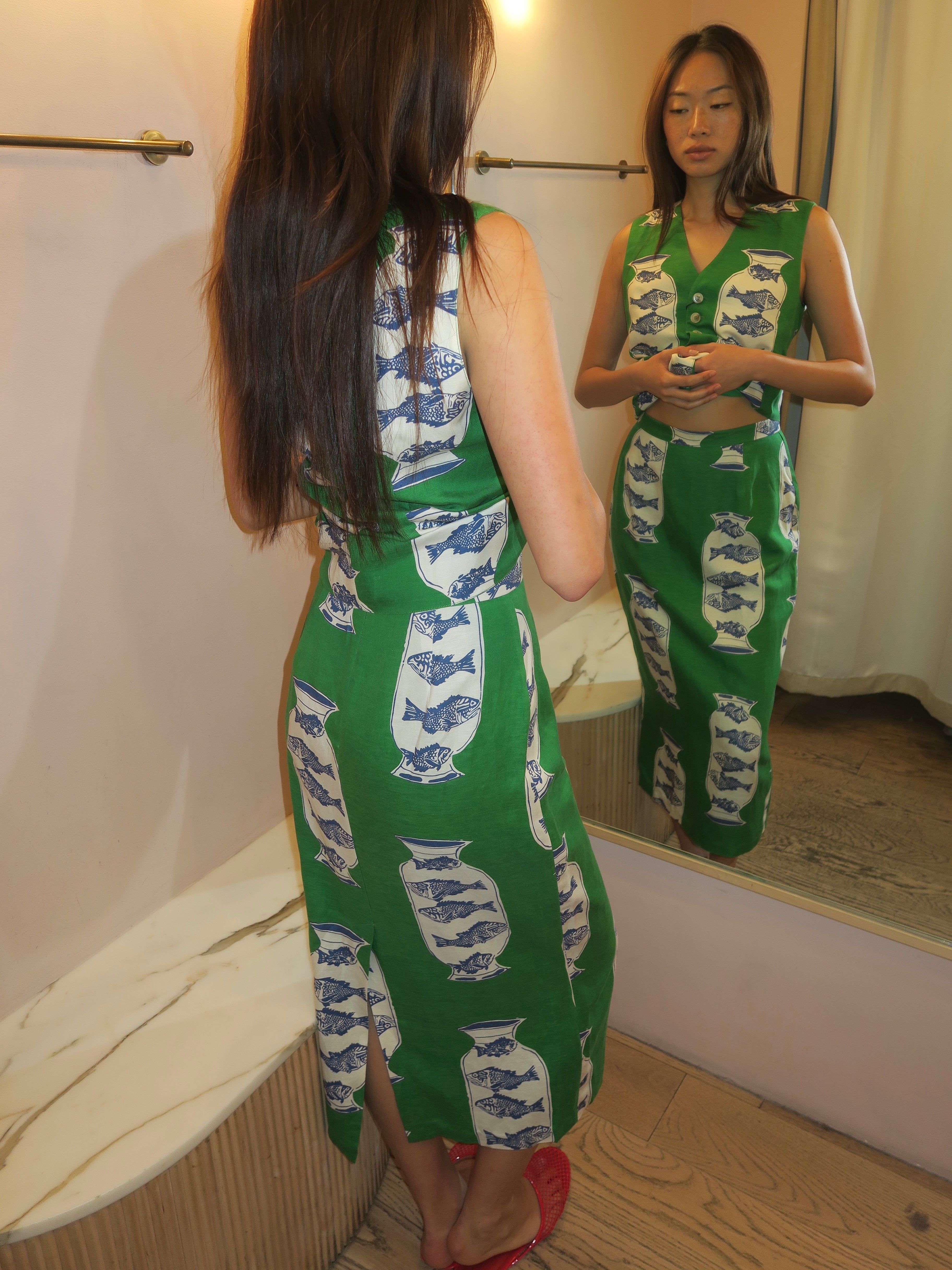 Isla Skirt in Herring Green