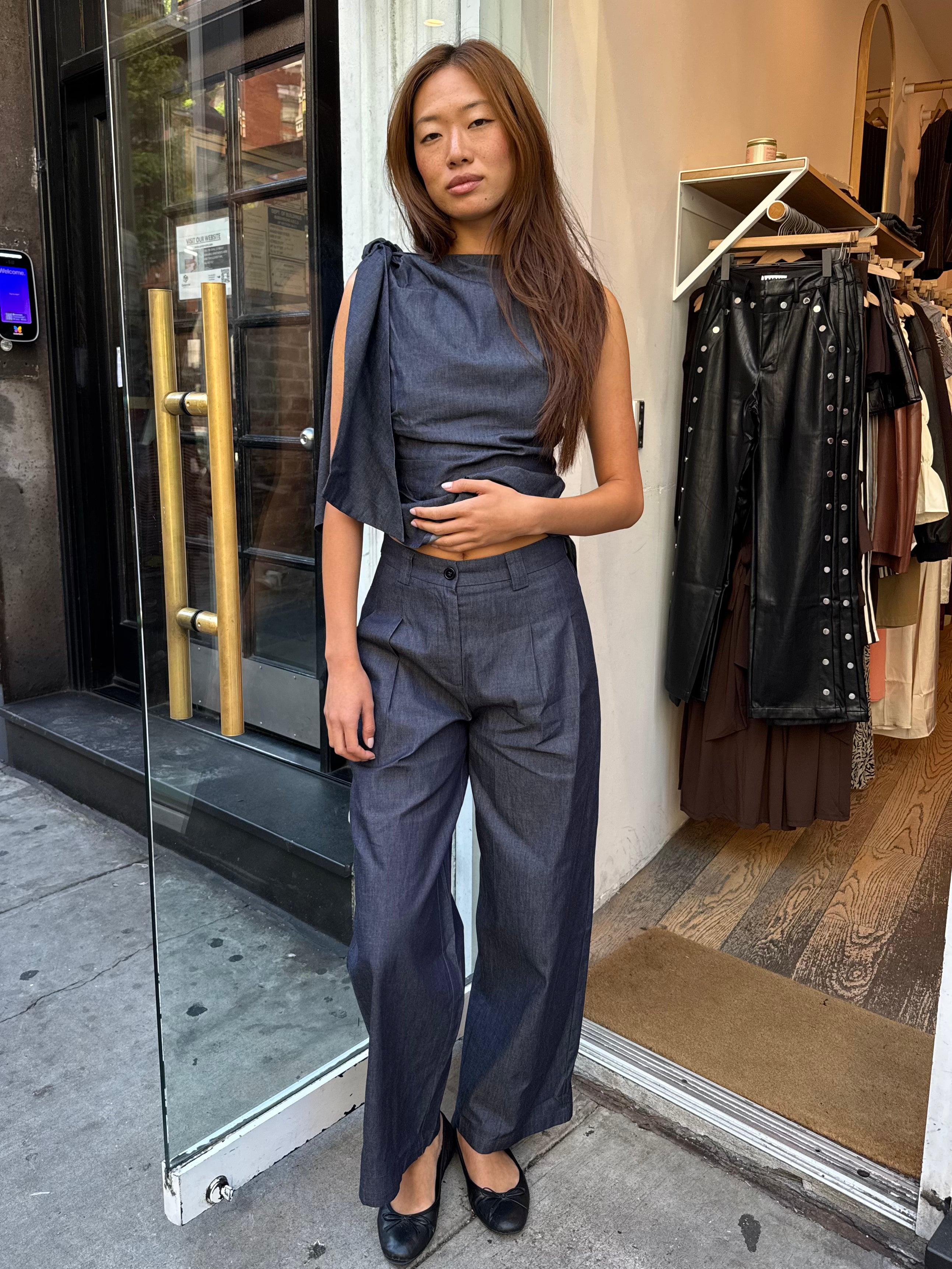 Erin Pleated Pants in Blue