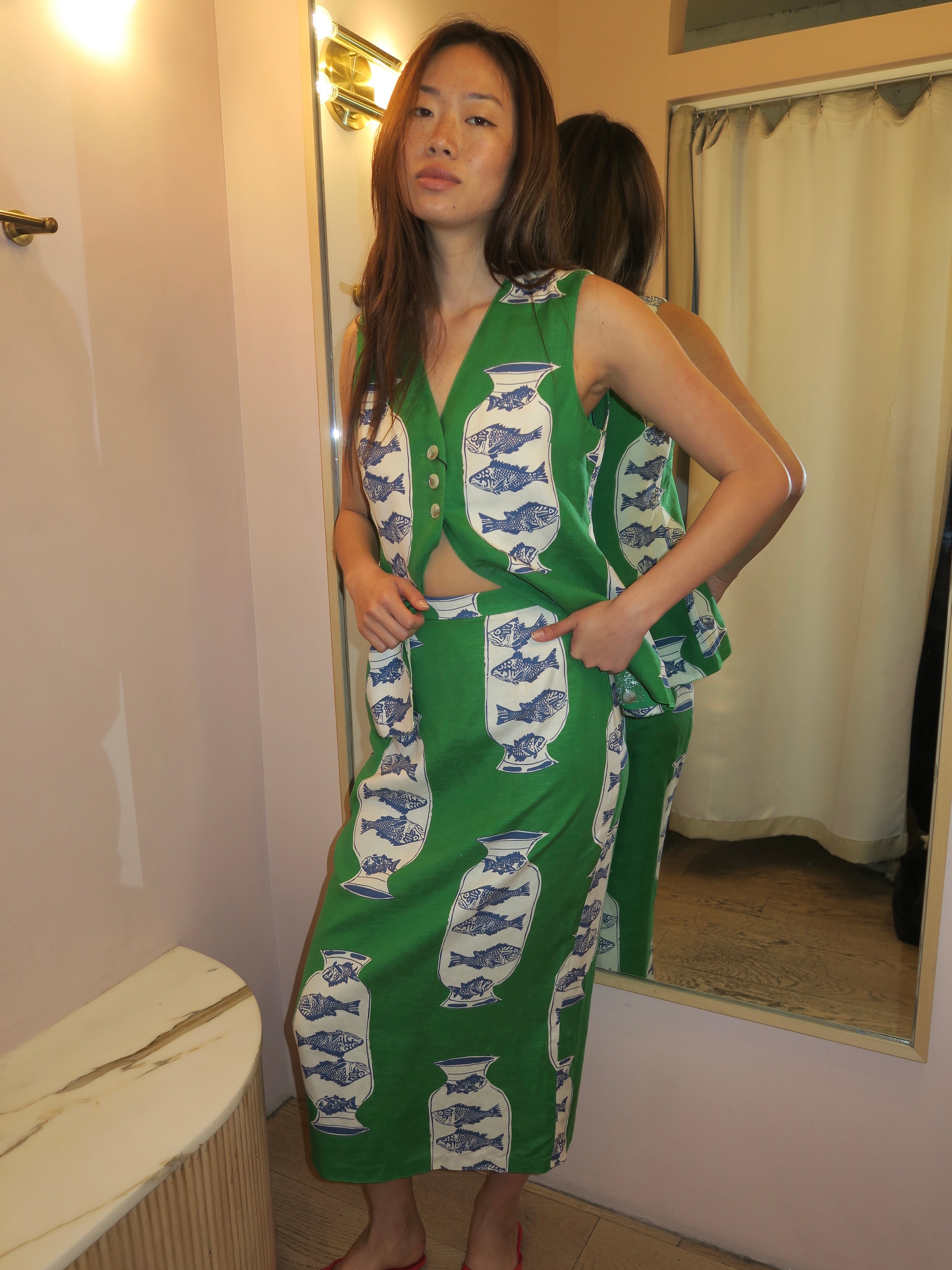 Isla Skirt in Herring Green