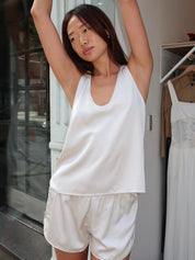 Lorenze Silky Tank Top in Vanilla