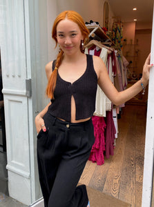 Knit Crop Vest in Black