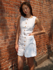 Emma Button Down Mini Dress in Ivory