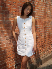 Emma Button Down Mini Dress in Ivory