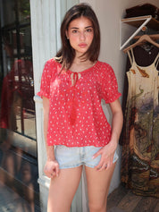 Katie Embroidered Top in Bandana