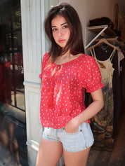 Katie Embroidered Top in Bandana