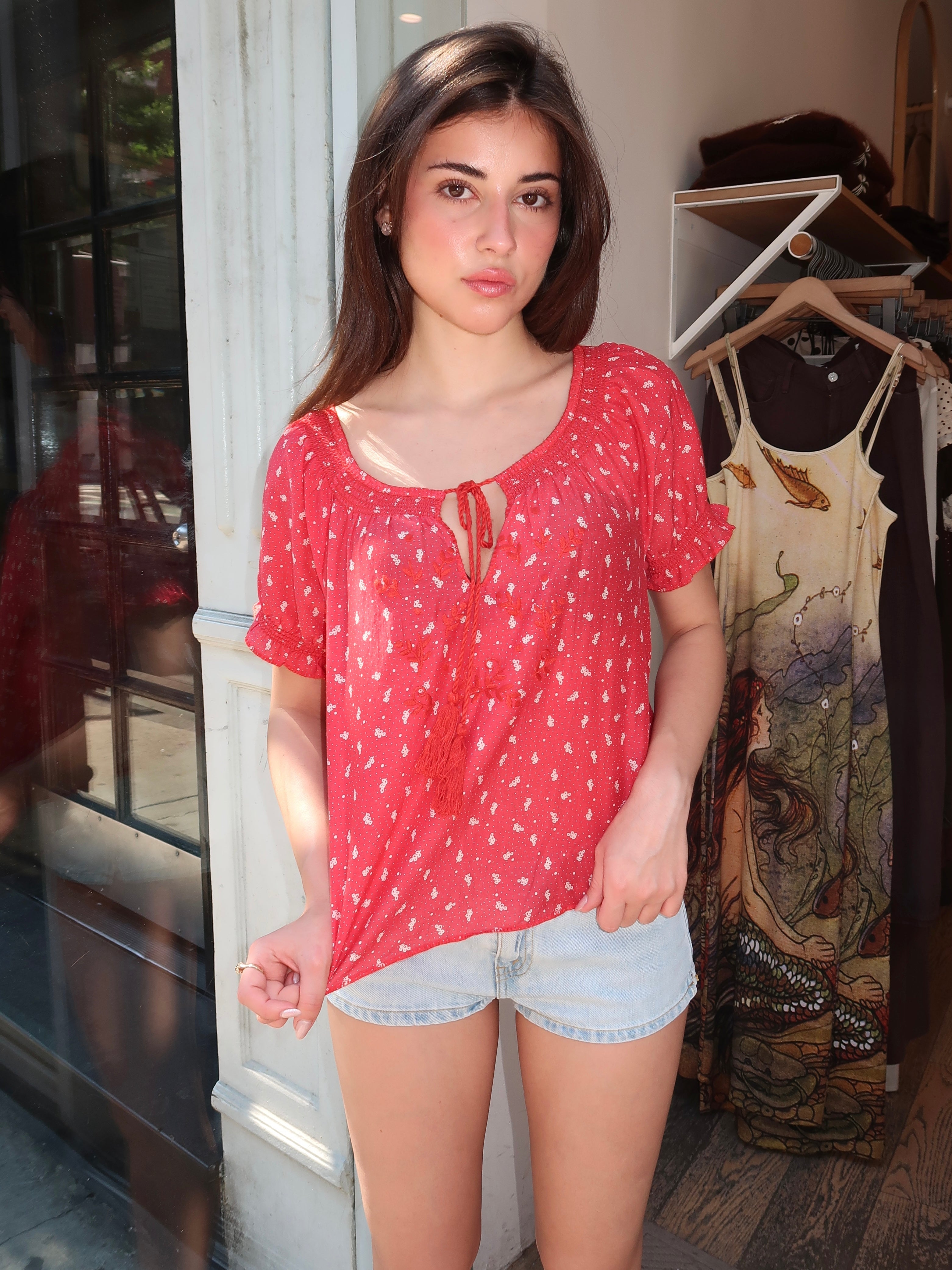 Katie Embroidered Top in Bandana