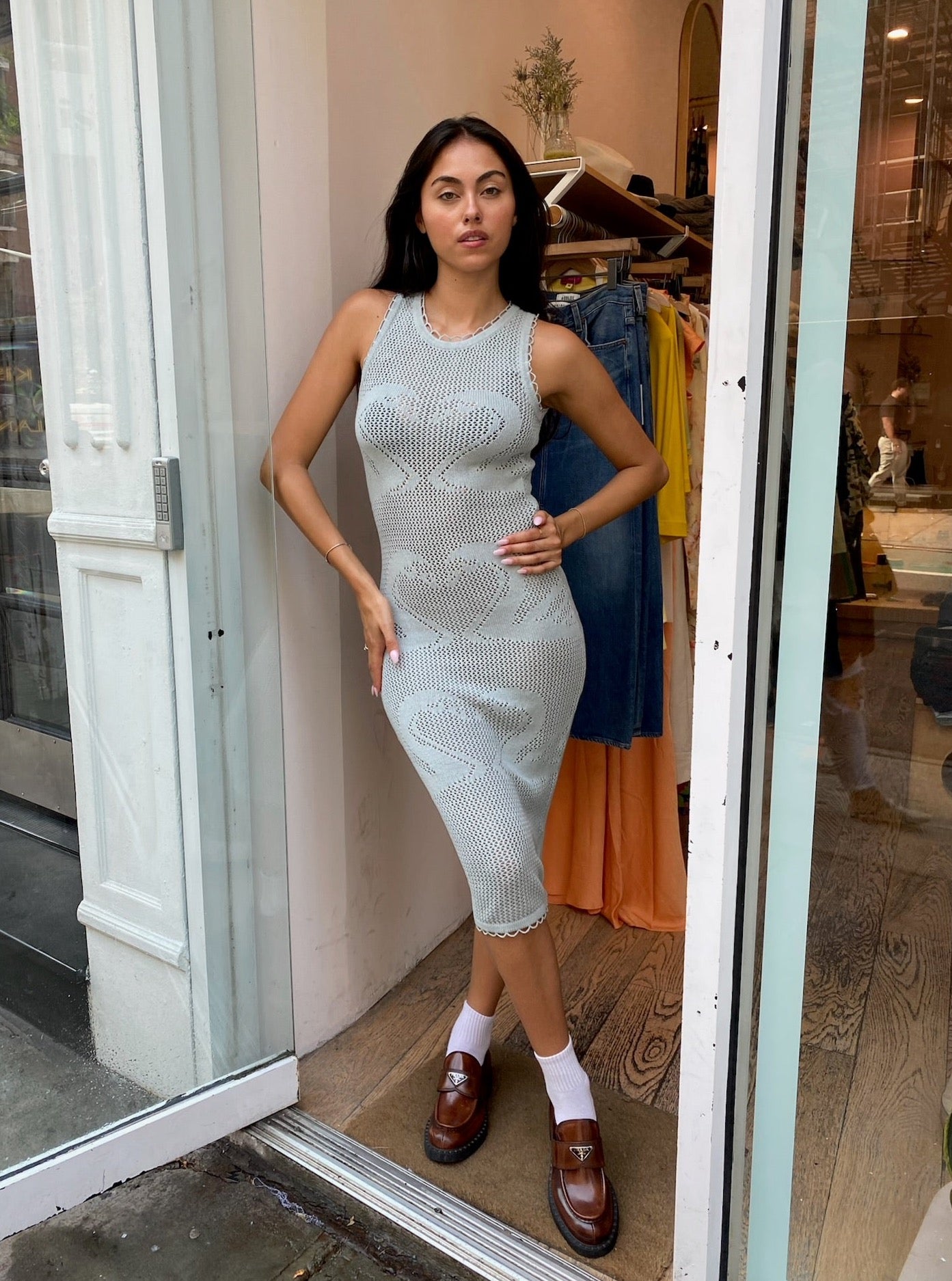Knitted Swan Midi in Platinum