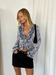 The Mimi Cardigan in Newsprint