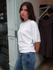 Veronica Kimono Sleeve Cinched Tee in Le Blanc