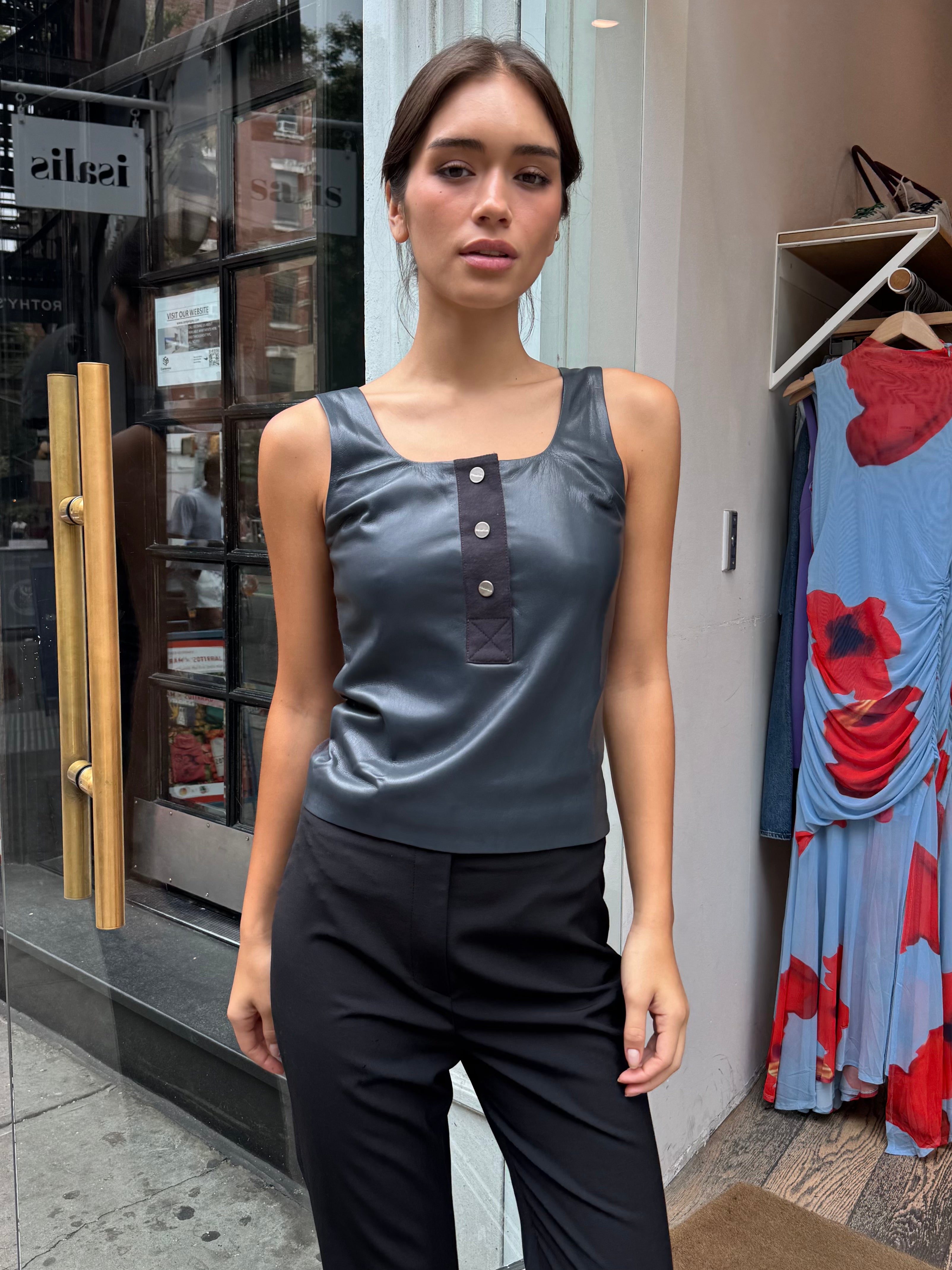 Anesa Top in Steel Blue/Grey