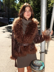 Zoya Brown Shearling Short Coat